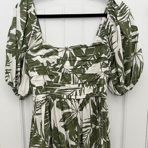 Abercrombie Emerson Green Leaf Print Maxi Dress – Size M Tall
